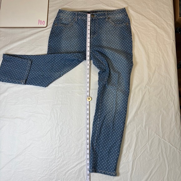 Roz & Ali Women's Blue Polka Dot Jeans Size 8 Skinny Fit Stretch‎ Denim - Picture 3 of 8
